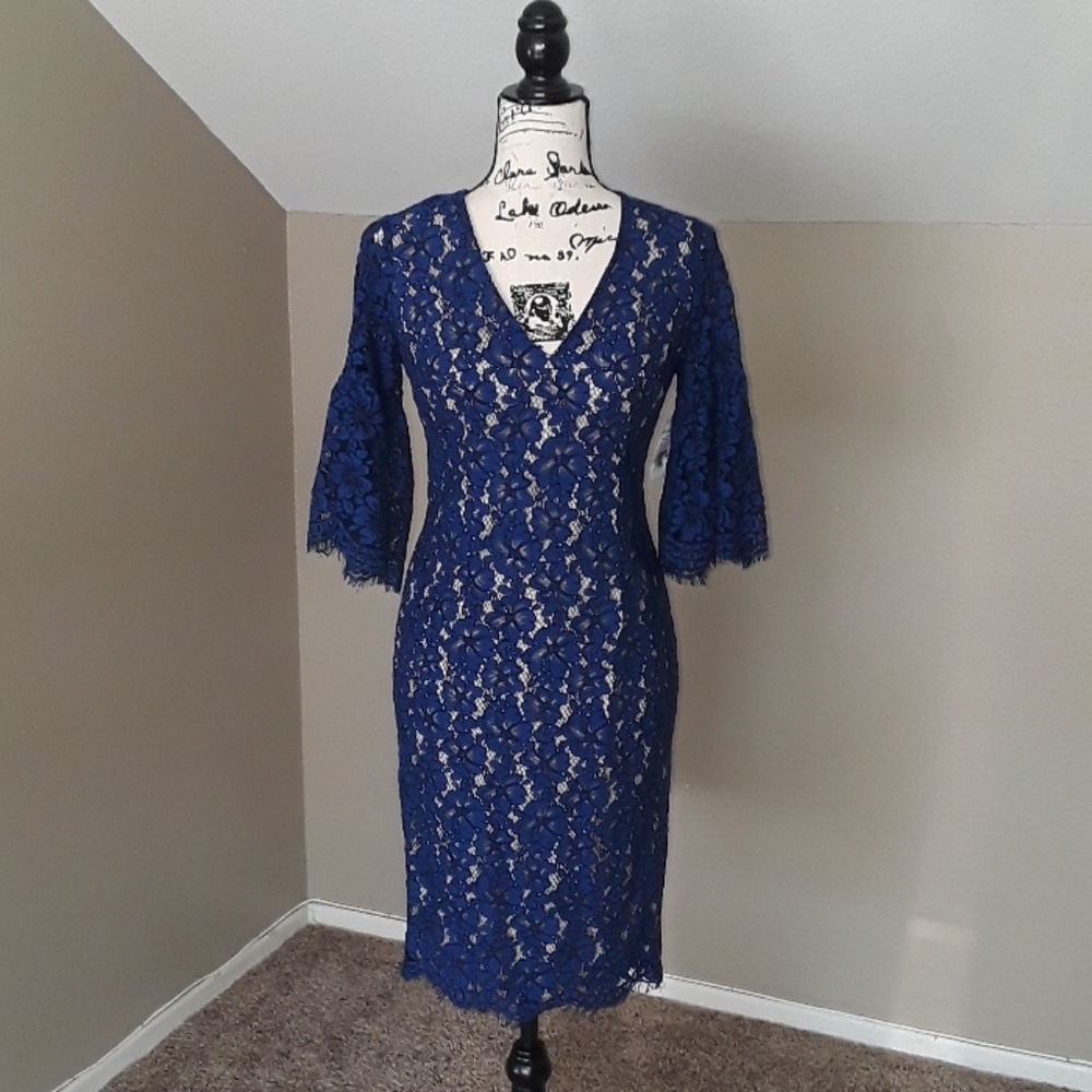 NWT, Alexia Admor Blue Lace Sheath Dress